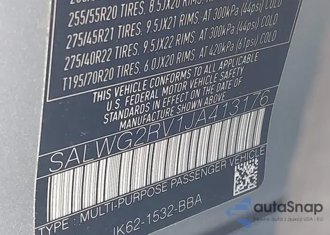 2018 Land Rover Range Rover Sport Se из США, поврежденный, VIN SALWG2RV1JA413176